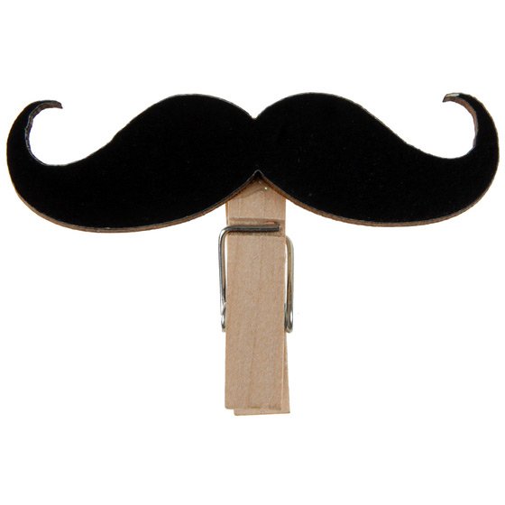 6 Petites Pinces Moustache Noir (5, 5 cm) - Bois 