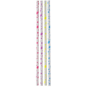 20 Pailles Carton Joyeux Anniversaire Multicolore