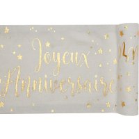 Chemin de Table Joyeux Anniversaire Or
