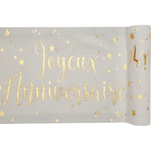 Chemin de Table Joyeux Anniversaire Or