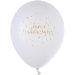 8 Ballons Joyeux Anniversaire Lam Or