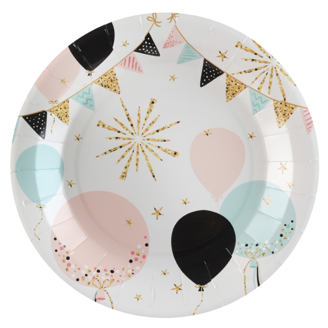 10 Assiettes Paillettes et Ballons 