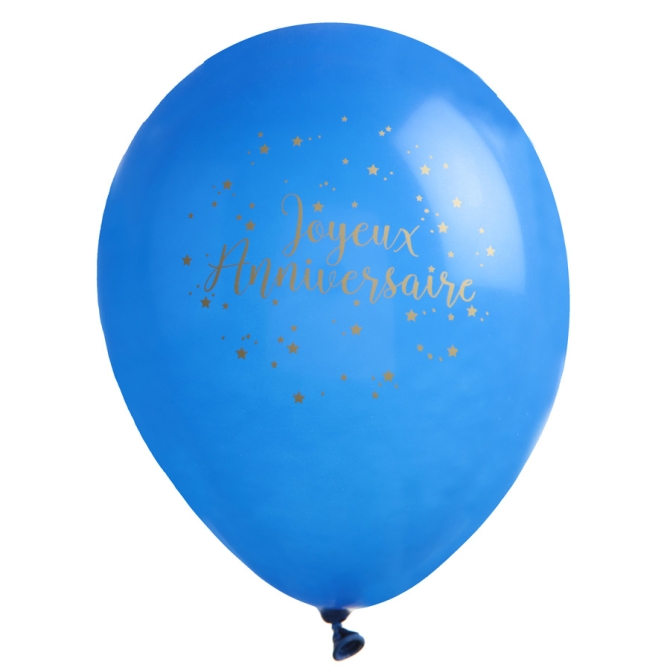 8 Ballons Joyeux Anniversaire Bleu Nuit 