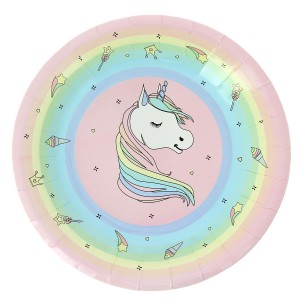 Assiettes licornes pastel 18 cm - Anniversaire Fille/Licorne