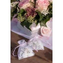 6 Petits Sachets Tissu (10 cm) - BB Rose. n1