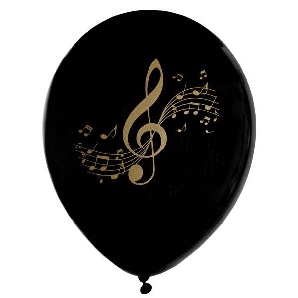 8 Ballons Musique Or Noir - Déco Anniversaire - Annikids