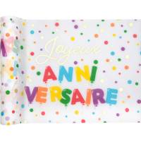 Contient : 1 x Chemin de Table Anniversaire Ballon Multicolores