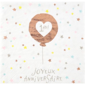 20 Serviettes Anniversaire 1 An