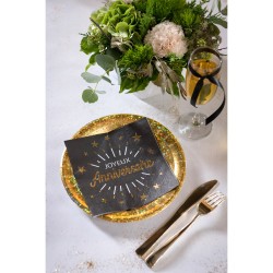10 Serviettes Anniversaire Etincelant Or. n°3