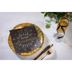 10 Serviettes Anniversaire Etincelant Or. n°4