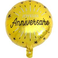 Contient : 1 x Ballon  Plat Anniversaire Etincelant Or