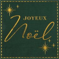 20 Serviettes Joyeux Noël Etoilé Vert Sapin
