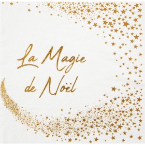 20 Serviettes Magie de Nol Blanc