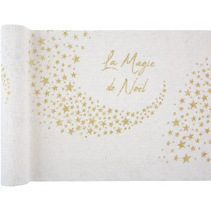 Chemin de Table Magie de Nol Blanc