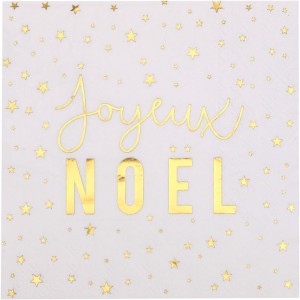 20 Serviettes Joyeux Nol Fourrure Blanc