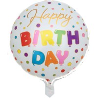Contient : 1 x Ballon  plat Happy Birthday Ballon- 45 cm