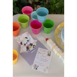 6 Invitations Baby Panda. n1