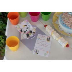 6 Invitations Baby Panda. n2