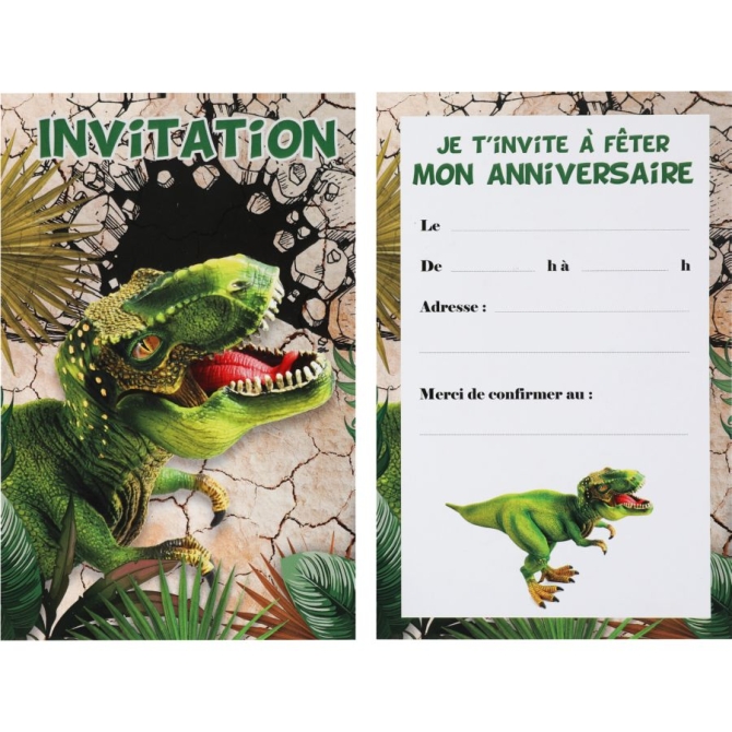 6 Invitations Dinosaure 