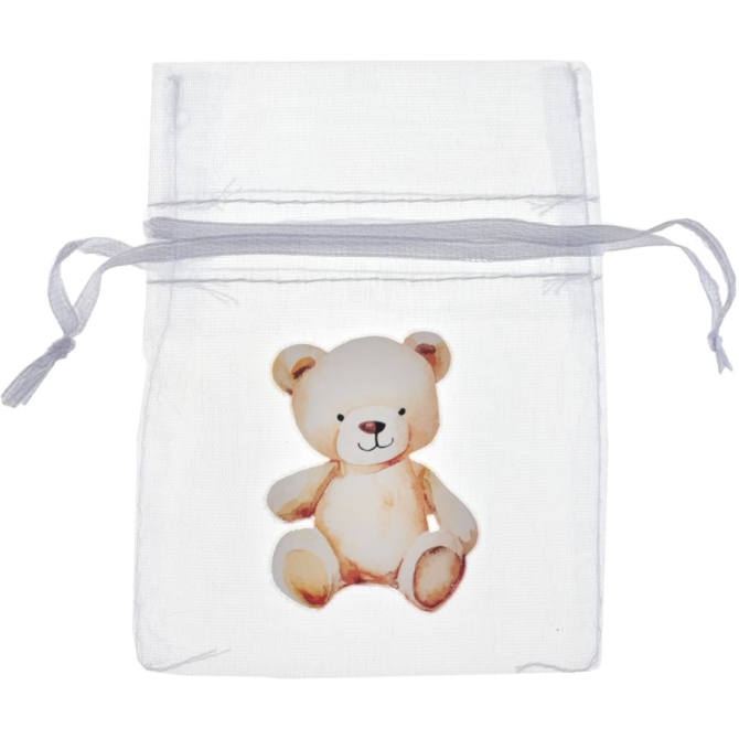 4 Petits Sachets Tissu (10 cm) - Little Teddy 