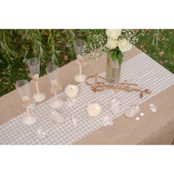 Chemin de Table Dentelle Coeur - Ivoire. n°1