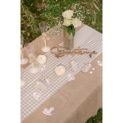 Chemin de Table Dentelle Coeur - Ivoire. n°2