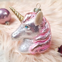 Suspension Tte de Licorne Rose (11 cm) - Verre. n1