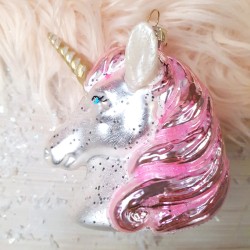 Suspension Tte de Licorne Rose (11 cm) - Verre. n2