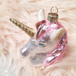 Suspension Tte de Licorne Rose (11 cm) - Verre. n3