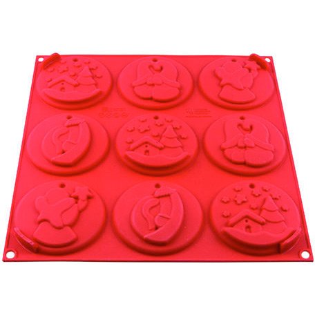 Moule 9 Biscuits de Nol  suspendre (8 cm) - Silicone 
