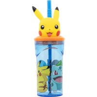 Gobelet en Plastique 360 ml avec Paille et Figurine 3D  Pokmon