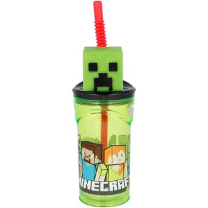 Gobelet en Plastique 360 ml avec Paille et Figurine 3D – Minecraft - Déclassé
