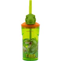 Gobelet en Plastique 360 ml avec Paille et Figurine 3D – Dino T-Rex