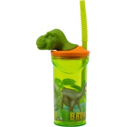 Gobelet en Plastique 360 ml avec Paille et Figurine 3D  Dino T-Rex. n2
