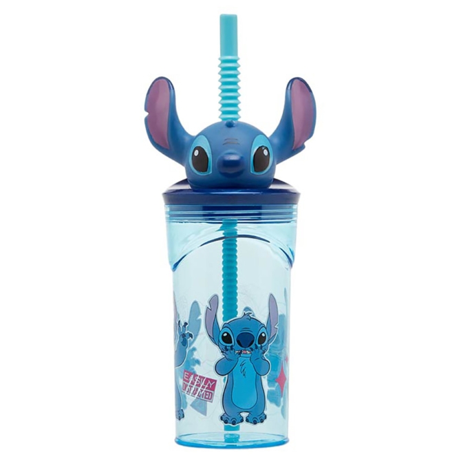 Gobelet en Plastique 360 ml avec Paille et Figurine 3D � Stitch - D�class� 