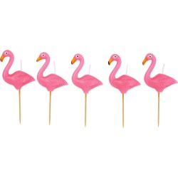 5 Bougies Flamant Rose sur pics. n1