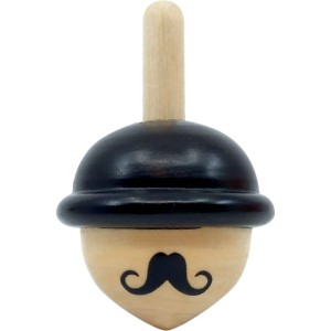 1 Toupie en Bois - Monsieur Moustache