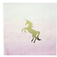 16 Petites Serviettes Licorne Love Pink