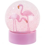 Grande Boule � Neige Flamant Rose Paillettes (13 cm)