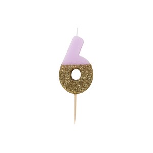 Bougie Pinky Or Chiffre 6