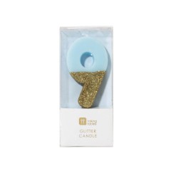 Bougie Blue Or Chiffre 9. n1