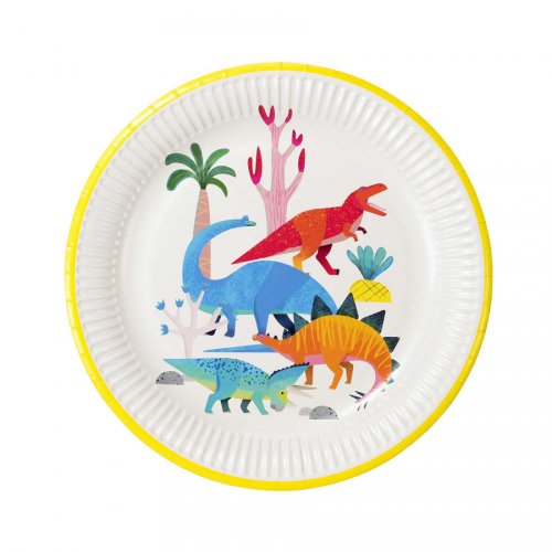 8 Assiettes Dino Colors - Recyclable 
