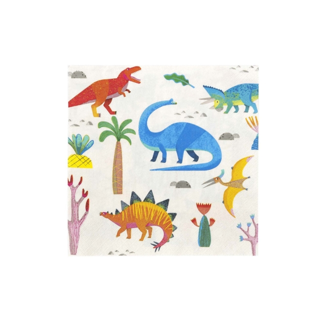 20 Serviettes Dino Colors - Recyclable 