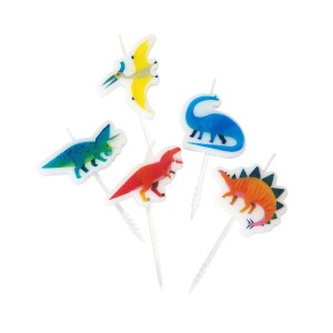5 Mini Bougies Dino Colors (6 cm)