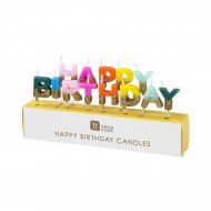 Mini Bougies Happy Birthday Arc en Ciel Glitter (6 cm)