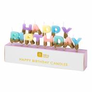 Mini Bougies Happy Birthday Pastel Glitter (6 cm)