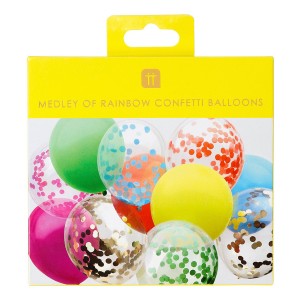 12 Ballons Arc-en-Ciel Confettis