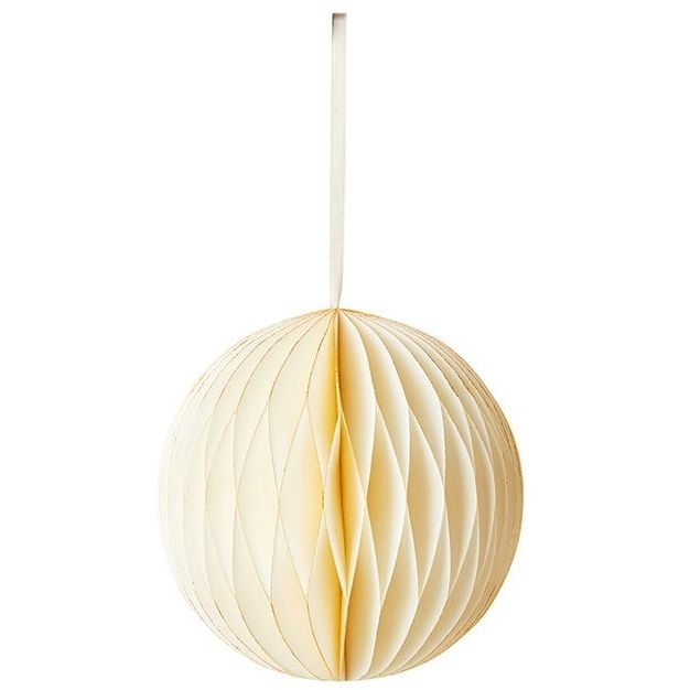 Boule Nid d Abeille Paillet Blanc - 15 cm 