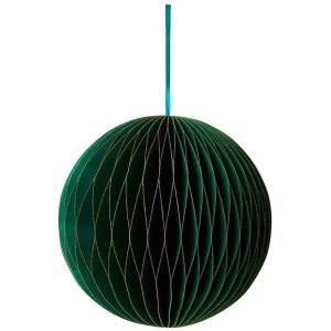 Boule Nid d'Abeille Pailleté Vert - 23 cm