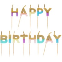 Mini Bougies Happy Birthday Pastel (6 cm)